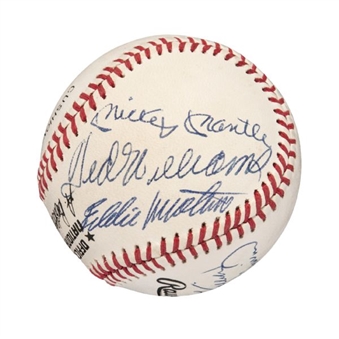 500 Home Run Club Baseball Signed  By (10) Including Mantle and Williams